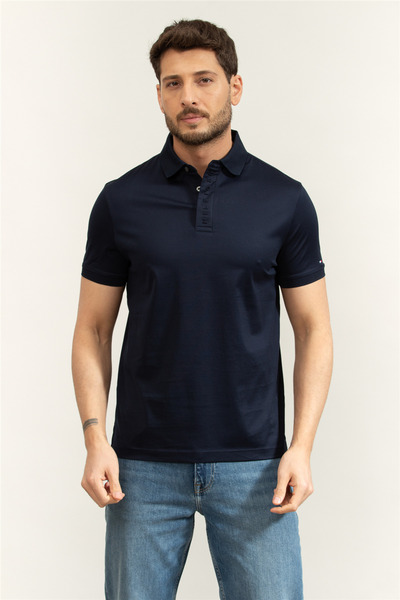 Tommy Hilfiger Hidden Placket Detail Reg Polo Erkek Polo Yaka T-Shirt Mavi