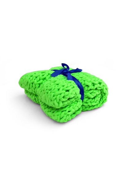 OEM Giant yarn knitted blanket 100X200 neon green
