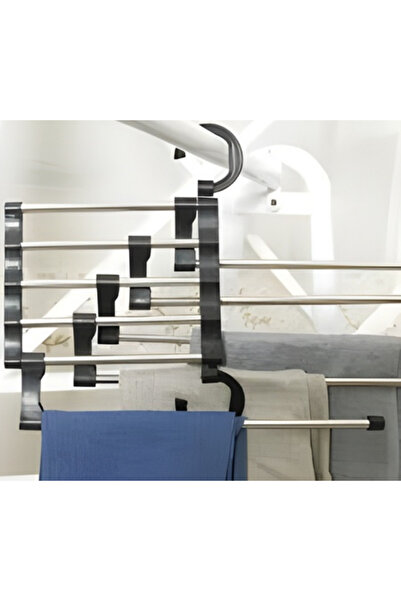 MHT 5-Piece Movable Pants, Shawls, Scarves Hanger - Stainless Metal Closet Or...