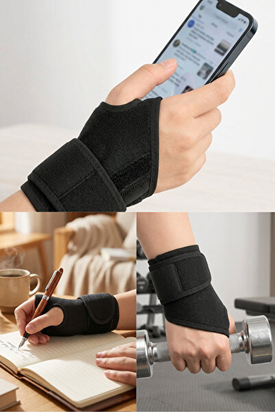 OBLİVİON Başparmak Destekli Ayarlanabilir Bilek Bandajı - El Bilek Ateli Siya...