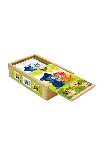 Bino Комплект от 15 дървени пъзел кубчета за деца # 44; 6 изображения& # 44; ...