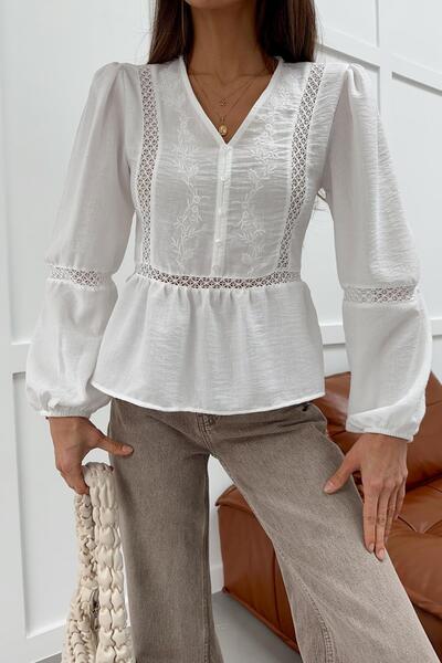 mylove Embroidered Embroidered Blouse White