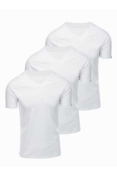 OMBRE Pánské Tričko s V výstřihem OM-TSBS-0281 Bílá