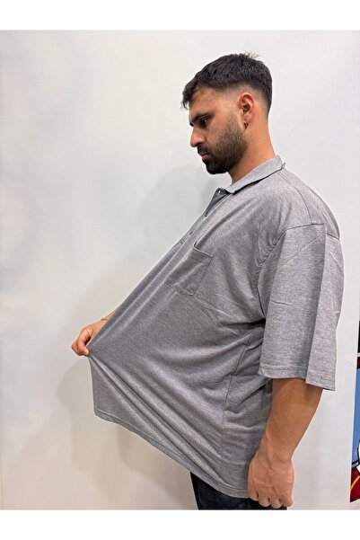 Bas Body FitnessWear Battal Large Size Smoked White Polo Collar Loose Wide Si...