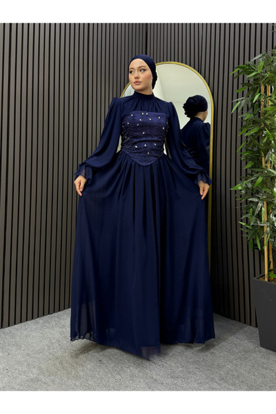 ENSA TESETTUR Ivana Evening Dress Navy Blue