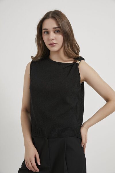 Arma Life Armalife 3009 Shoulder Accessory Detail Sleeveless Knitted Women's ...