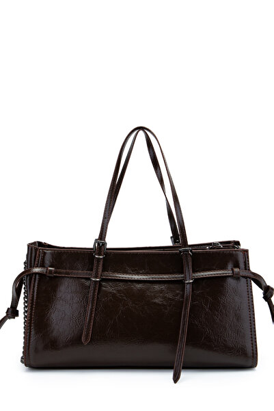 minebag حقيبة يد وكتف نسائية سوداء تفاصيل سلسلة بوني حقيبة بني