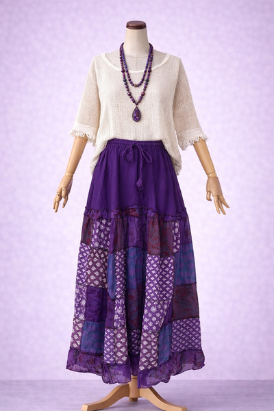 Bohoyasam Unisex Nepal Patchwork Desenli Bohem Uzun Etek – %100 Pamuk, Lastik...