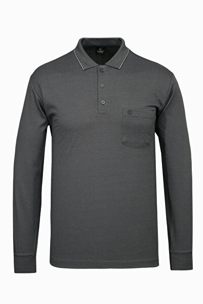 Çizgi Triko Ανδρικό μακρυμάνικο φούτερ με λαιμόκοψη πόλο και τσέπες, εποχιακό...