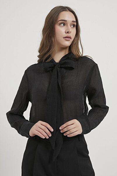 Arma Life Armalife 10608 Sheer Women's Shirt with Collar Tie-Up Detail