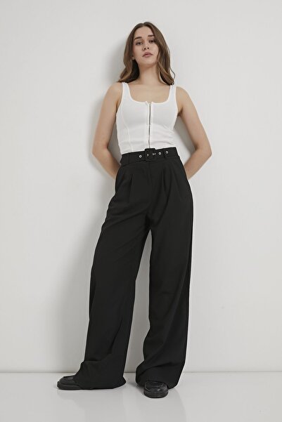 Arma Life Armalife 0459 High Waist Pleated Ke Belt Palazzo Women's Trousers