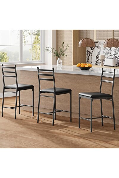 Garvee Luxury Islamic-Design Bar Stools Set of 2 – Thick Faux Leather Cushion...