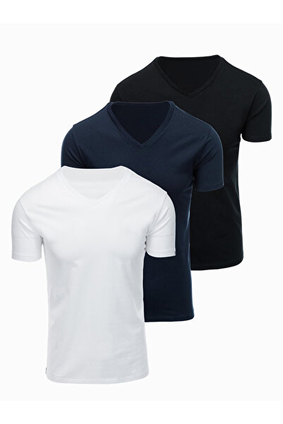 OMBRE Ανδρικό T-Shirt Σετ 3 τεμαχίων OM-TSBS-0281 Black/white/navy