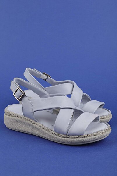 Gondol Genuine Leather Comfort Sole Comfortable Daily Sandals Imk.2101 Ice Blue