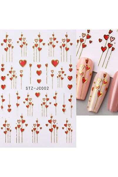 delis Marquise nail stickers, STICKER99, Red/Gold