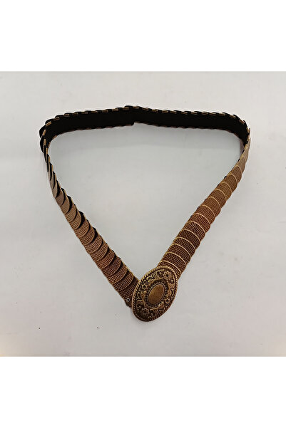 AĞIRSOY Elastic Women's Shoes Belt I, Metal Sequins, Antique Length 70 Cm, Mo...