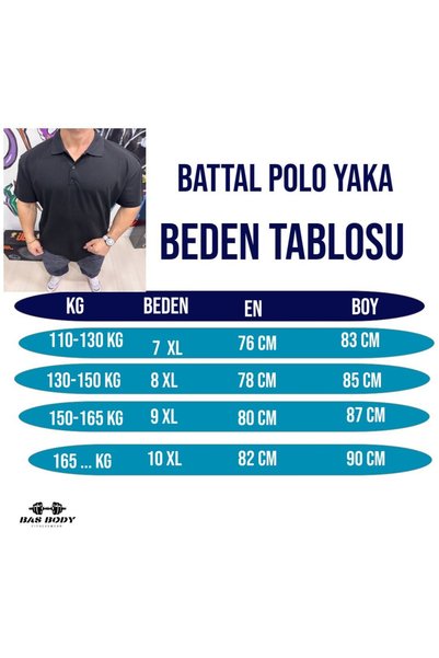 Bas Body FitnessWear Battal Large Size Smoked White Polo Collar Loose Wide Size Short Sleeve T-Shirt up to 10 XL
