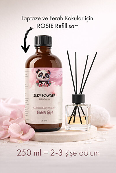 Rosie Silky Powder Çubuklu Oda Kokusu Yedek Şişe 250 ml – Pudramsı Ortam Kokusu, Reed Diffuser, Refi