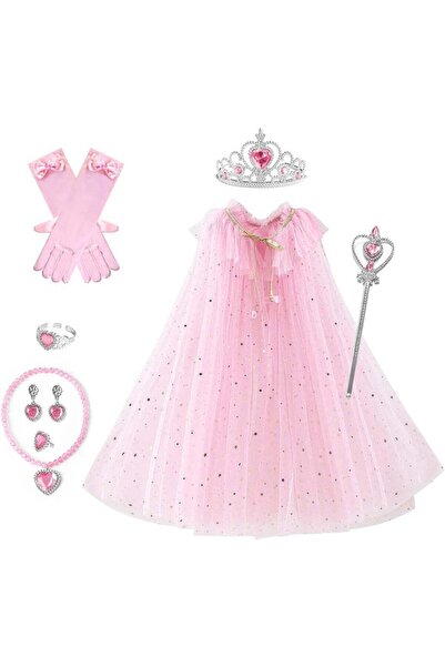 Arabest Princess Cape Set, 8 Piece Costume with Crown Wand and Jewelry for Gi...