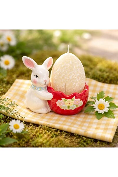 victiny Decoratiune Paste iepuras cu ou lumanare