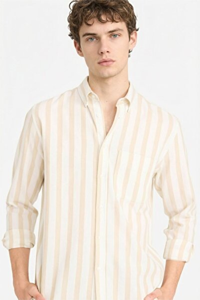 DeFacto Men's Long Sleeve Shirt D6114Ax/Bg815 Beige