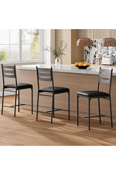 Garvee Bar Stools Set of 2 - Thick Cushioned Faux Leather Stools with Islamic...