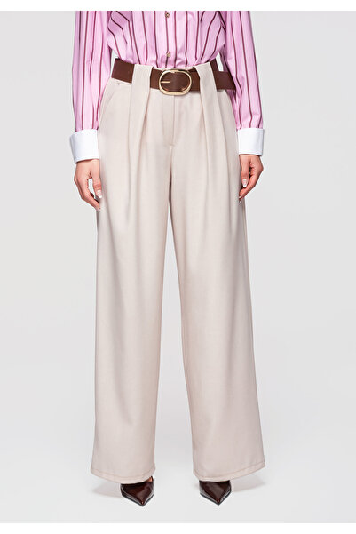 OMBRE Dámske Nohavice so širokými nohavicami OW-PACP-0101 Béžová