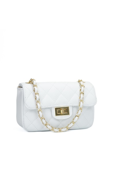 Posete Fagaras Baby Ruby Leather Purse - White, Casual Bag Made of Genuine Le...