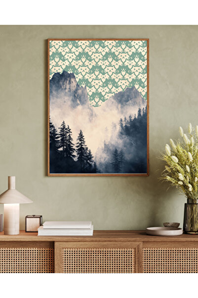 Tuba Decor Tablou într-o singură bucată cu ramă din lemn, serie de artă japandi