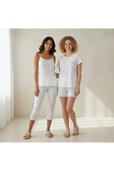 BONBON Women's capri tank top t-shirt shorts and bralette 5-piece set bb2418