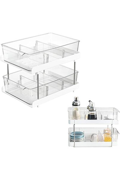Arabest 2-Tier Under Sink Organizers, Multi-Purpose Cabinet Organizer with Sl...