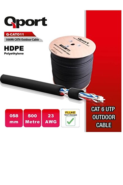 Qport Q-Cato11 23 Awg 0.58 mm Cross-Section 500 Meters Black Cat6 Utp Outdoor...