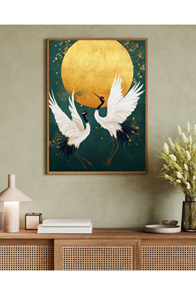 Tuba Decor Tablou într-o singură bucată cu ramă din lemn, serie de artă japandi