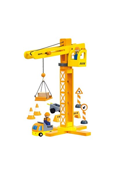 Bino Wooden crane with 13 accessories, 31x42x25 cm