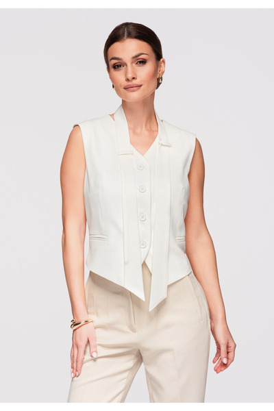 OMBRE Women's Elegant Vest OW-VE-E0004 Slim-fit Modern White