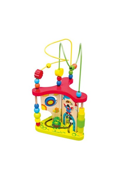 Bino Wooden toy, Triangle Maze with balls and figurines, 20,5 x 3...