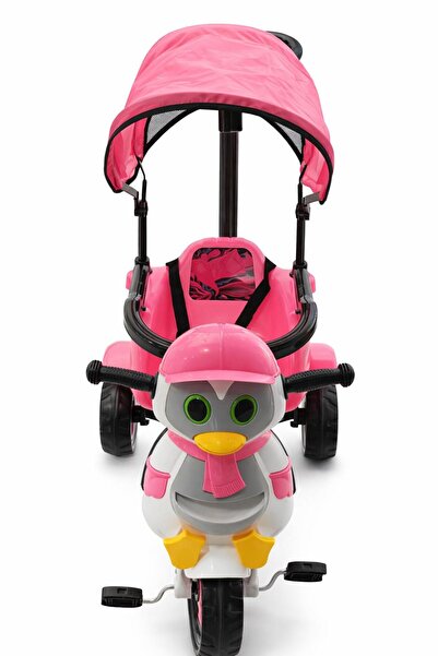 Baby Poufi Penguen Figürlü 3 Tekerlekli Çocuk Bisikleti Tenteli Ebeveyn Kontr...