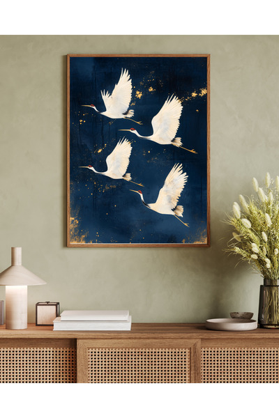 Tuba Decor Tablou într-o singură bucată cu ramă din lemn, serie de artă japandi