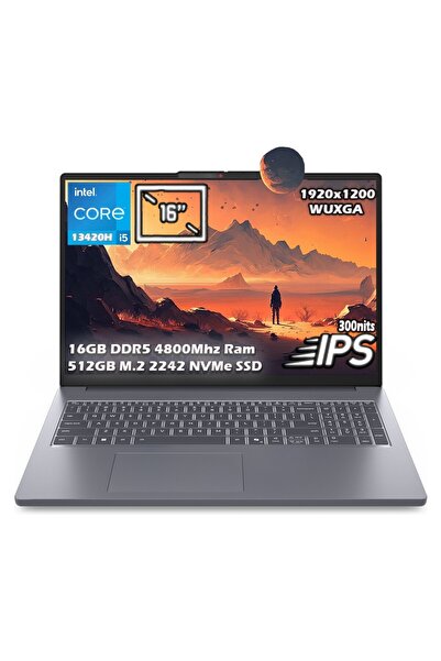 LENOVO Ideapad Slim 3 16IRH10 Core i5 13420H 16GB DDR5 Ram 512GB SSD 16'' WUXGA IPS W11 Pro 83K2001FTR