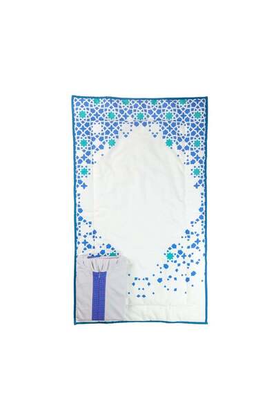 Reetal Women's Prayer Set – Mat & Abaya with Hijab – Free Size – Linen – Blue