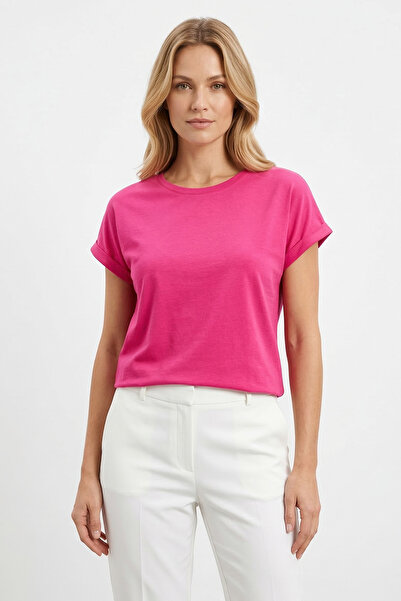 Kyron تي شيرت نسائي مخطط بأكمام منخفضة مصنوع من القطن بنسبة 100% - بألوان مختلفة