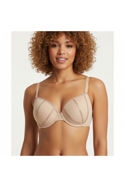 BONBON Women's Stone Printed Non-Padded Nude Bra with Attached Straps Bb2347