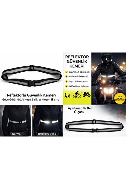 Vi Caro Black Reflective Belt Adjustable Night Visibility Motor Cycling Runni...