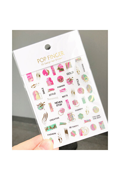 delis Стикери за нокти Marquise, STICKER120, Розово/Златно