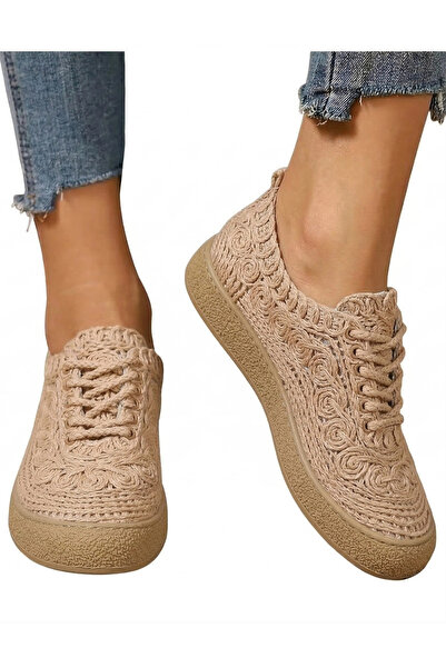 Lively Stylish Pantofi casual Adara Taba cu talpă confortabilă, cu paie și da...