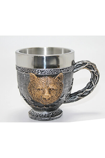 Livenda 3D Embossed Stainless Steel Mug with Mythological Bear Figure