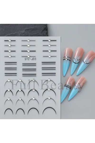 delis 3D Marquise nail stickers, STICKER109, Black