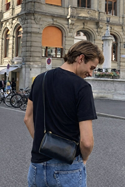 COMBİNE MİCHAİL Men's Daily Suspenders Basic Black Shoulder Bag