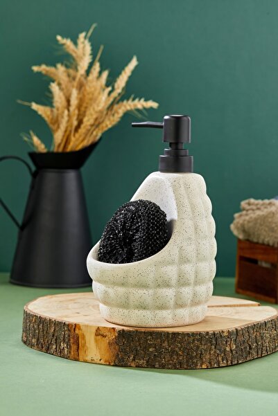 Cooker 650 ml Ceramic Liquid Soap Dispenser with Sponge Holder Ckr3557