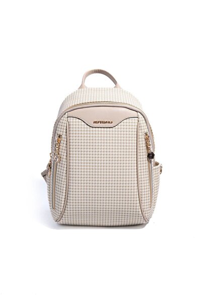 Silver Polo Silver & polo sp906 women's Backpack goose foot Plaid sand-beige